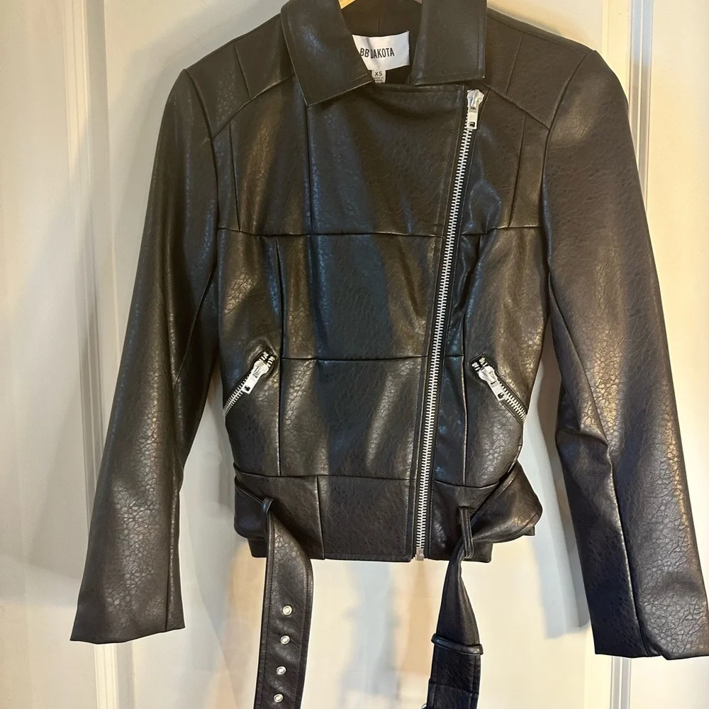 NWT BB Dakota Faux Leather Motor Jacket, size XS